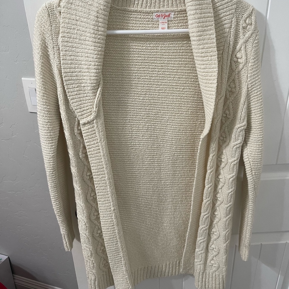 Cat & Jack Cream Cable Knit Sweater